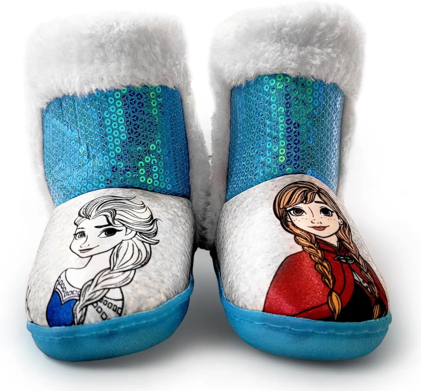 Disney Frozen Anna & Elsa Blue Girl's Lighted Slipper Boots (Toddler)