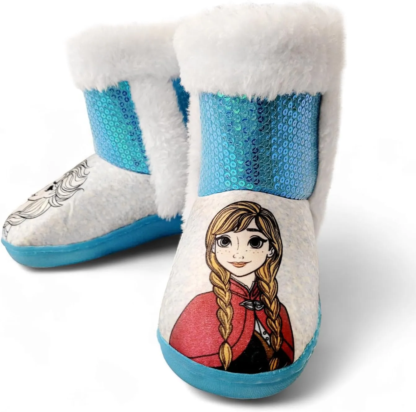 Disney Frozen Anna & Elsa Blue Girl's Lighted Slipper Boots (Toddler)
