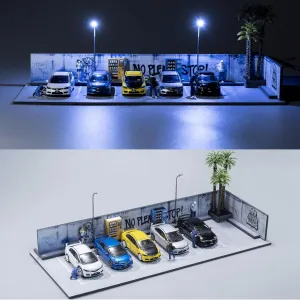 Display Case for Hot Wheels,1/64 Diorama Display Case,Graffiti Scene with LED,Display Case for 1/64 Diorama Matchbox & Hot Wheels Cars