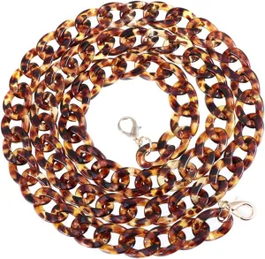 DIY Flat Bag Chain Strap Handbag Chains Replacement Acrylic Purse Shoulder Crossbody Chains Replacement Straps with Metal Buckles Leopard Grain Coffee
