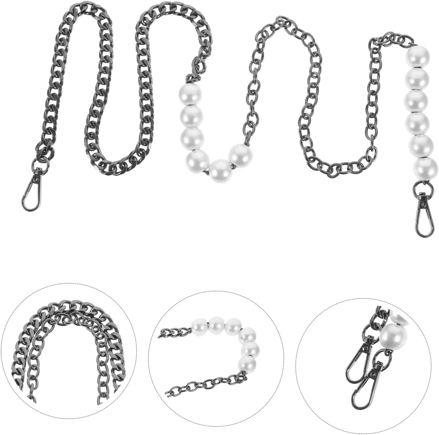 DIYEAH Versatile Purse Chain Extender Metal Bag Strap Extender Pearl Appearance for DIY Crossbody Handbag