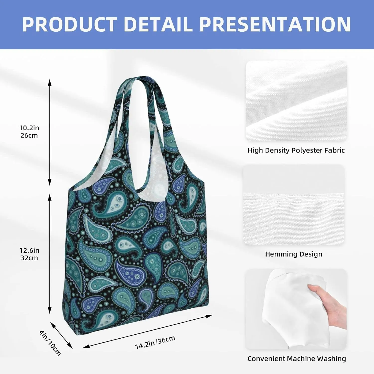 DKJlitter Fashion Canvas Tote Bag, Reusable Grocery Shopping Bag, Large capacity shopping bag Daily Utility Bag