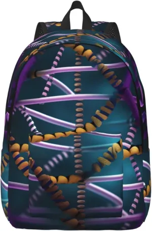 Dna Chain Photo Large Capacity Backpack, Men'S And Women'S Fashionable Travel Backpack, Leisure Work Bag,