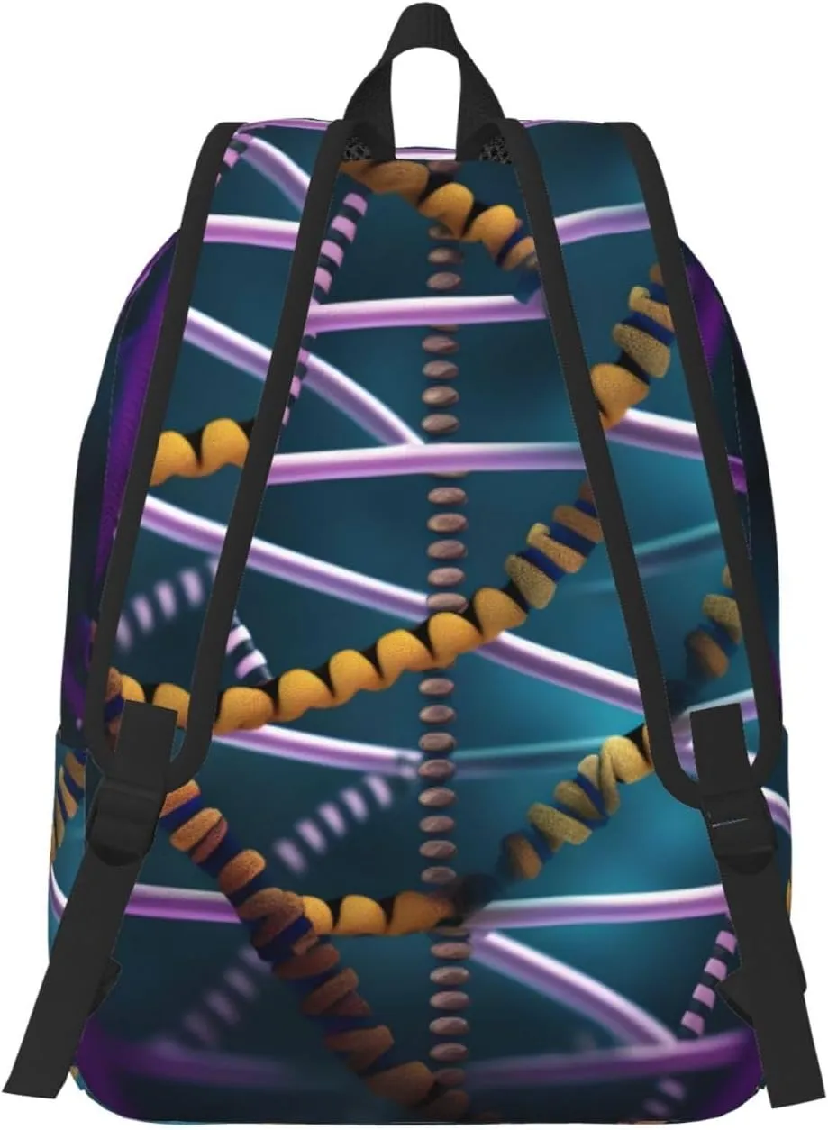 Dna Chain Photo Large Capacity Backpack, Men'S And Women'S Fashionable Travel Backpack, Leisure Work Bag,