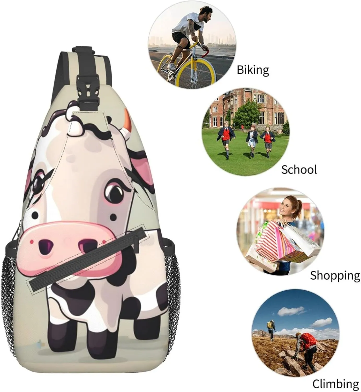 Dog Breed Unisex Crossbody Backpack Travel Hiking Casual Chest Bags Lightweight Fashion
