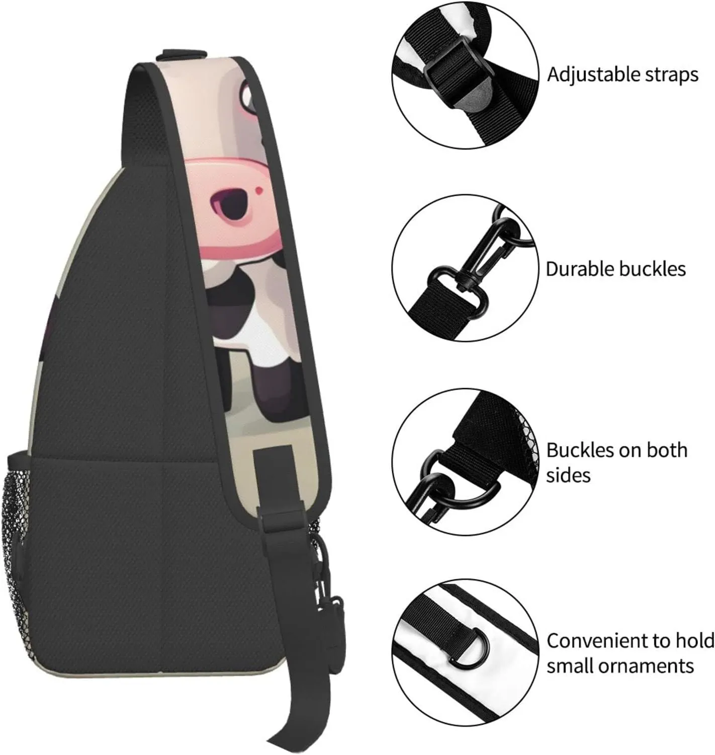 Dog Breed Unisex Crossbody Backpack Travel Hiking Casual Chest Bags Lightweight Fashion