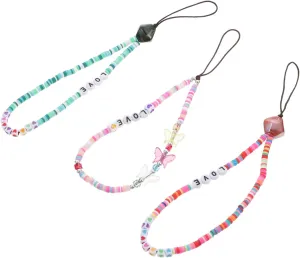 DOITOOL Elegant Phone Chain Lanyard Set 3 Pieces Purse Wrist Lanyard Polymer Clay Phone Lanyards for Cellphones Cameras