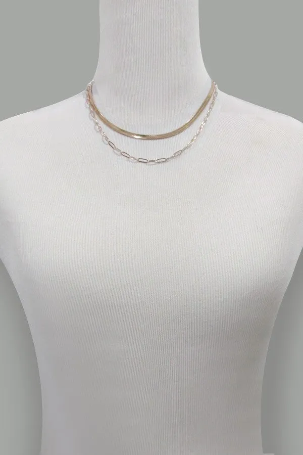 DOUBLE SNAKE & LINK CHAIN NECKLACE | 31N21205