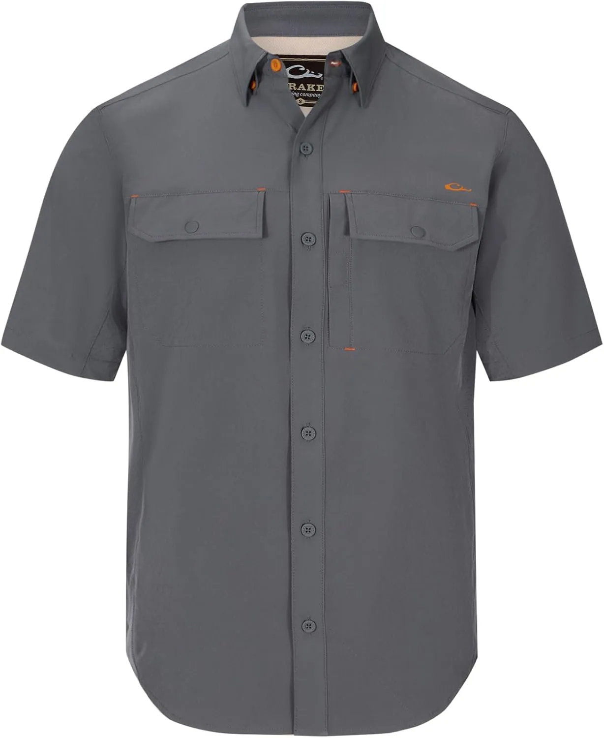 Drake Waterfowl Men's Lake Shore Performance Casual Moisture-Wicking Lightweight Breathable Solid Short Sleeve Buttoned Shirt