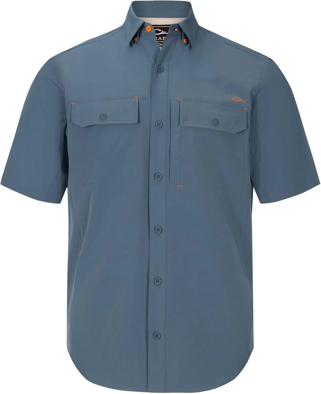 Drake Waterfowl Men's Lake Shore Performance Casual Moisture-Wicking Lightweight Breathable Solid Short Sleeve Buttoned Shirt