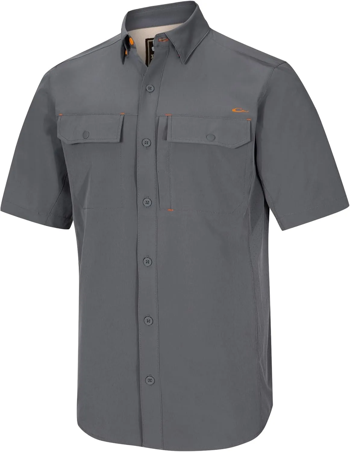 Drake Waterfowl Men's Lake Shore Performance Casual Moisture-Wicking Lightweight Breathable Solid Short Sleeve Buttoned Shirt