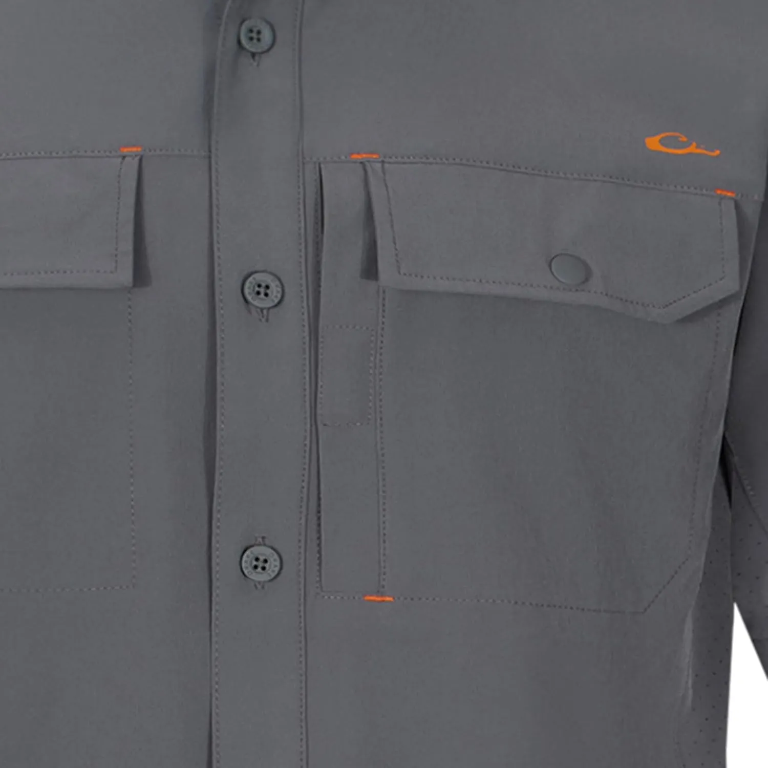 Drake Waterfowl Men's Lake Shore Performance Casual Moisture-Wicking Lightweight Breathable Solid Short Sleeve Buttoned Shirt