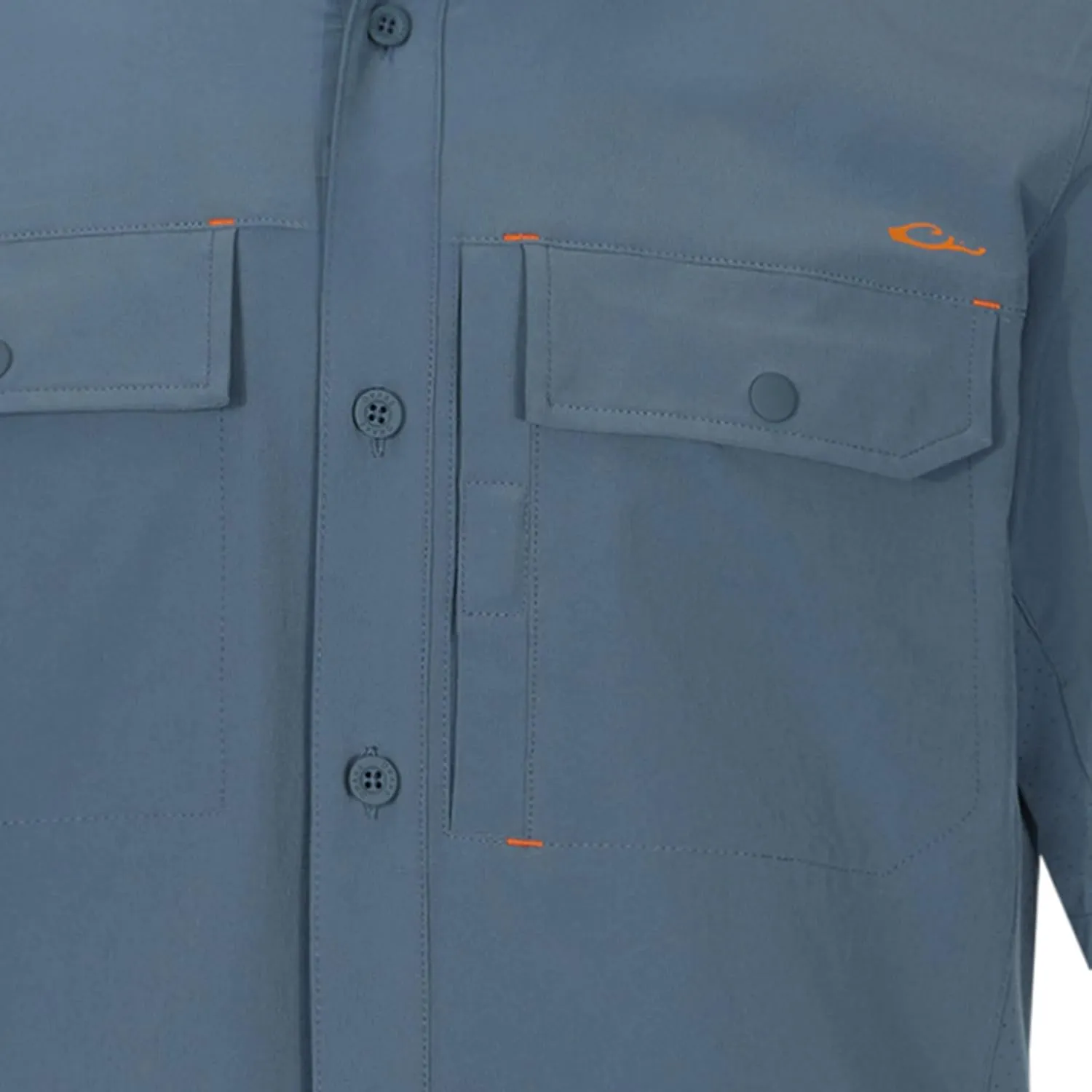 Drake Waterfowl Men's Lake Shore Performance Casual Moisture-Wicking Lightweight Breathable Solid Short Sleeve Buttoned Shirt