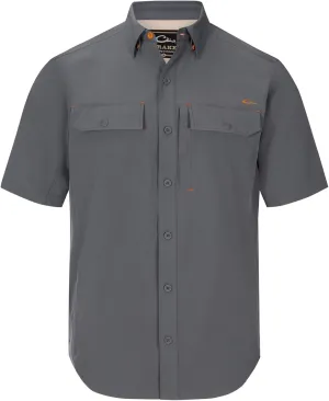 Drake Waterfowl Men's Lake Shore Performance Casual Moisture-Wicking Lightweight Breathable Solid Short Sleeve Buttoned Shirt