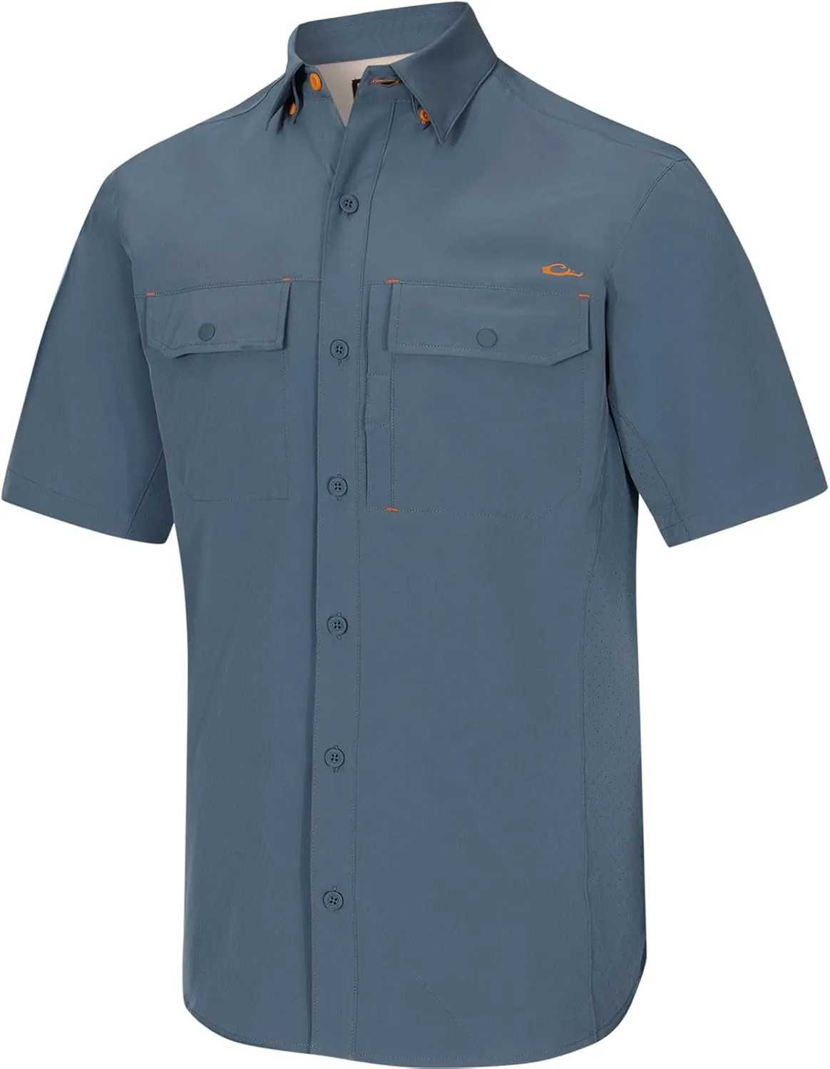 Drake Waterfowl Men's Lake Shore Performance Casual Moisture-Wicking Lightweight Breathable Solid Short Sleeve Buttoned Shirt