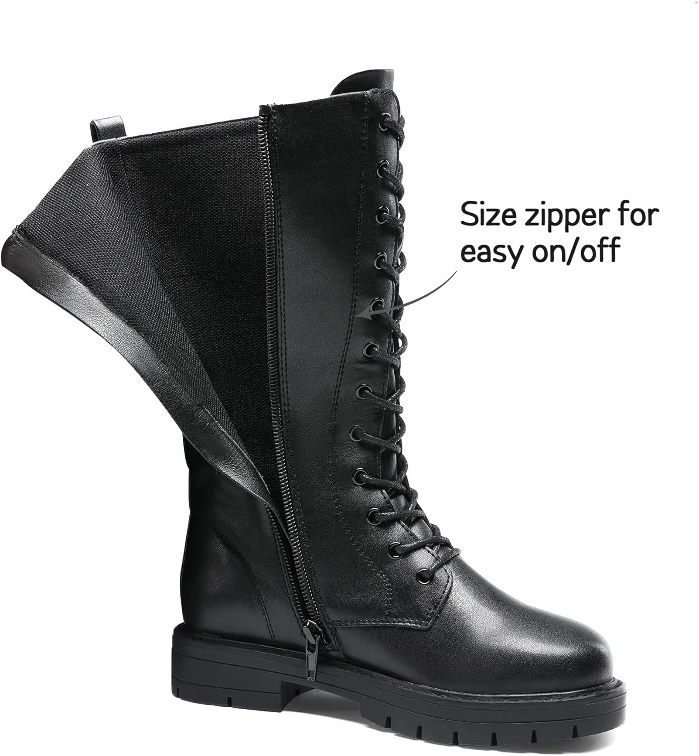 DREAM PAIRS Girls Riding Boots Knee High Side Zipper Mid Calf Shoes Little Kid/Big Kid
