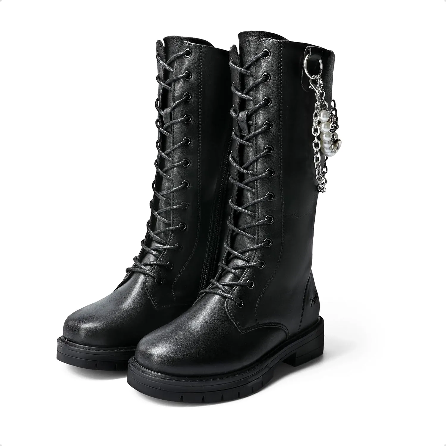 DREAM PAIRS Girls Riding Boots Knee High Side Zipper Mid Calf Shoes Little Kid/Big Kid