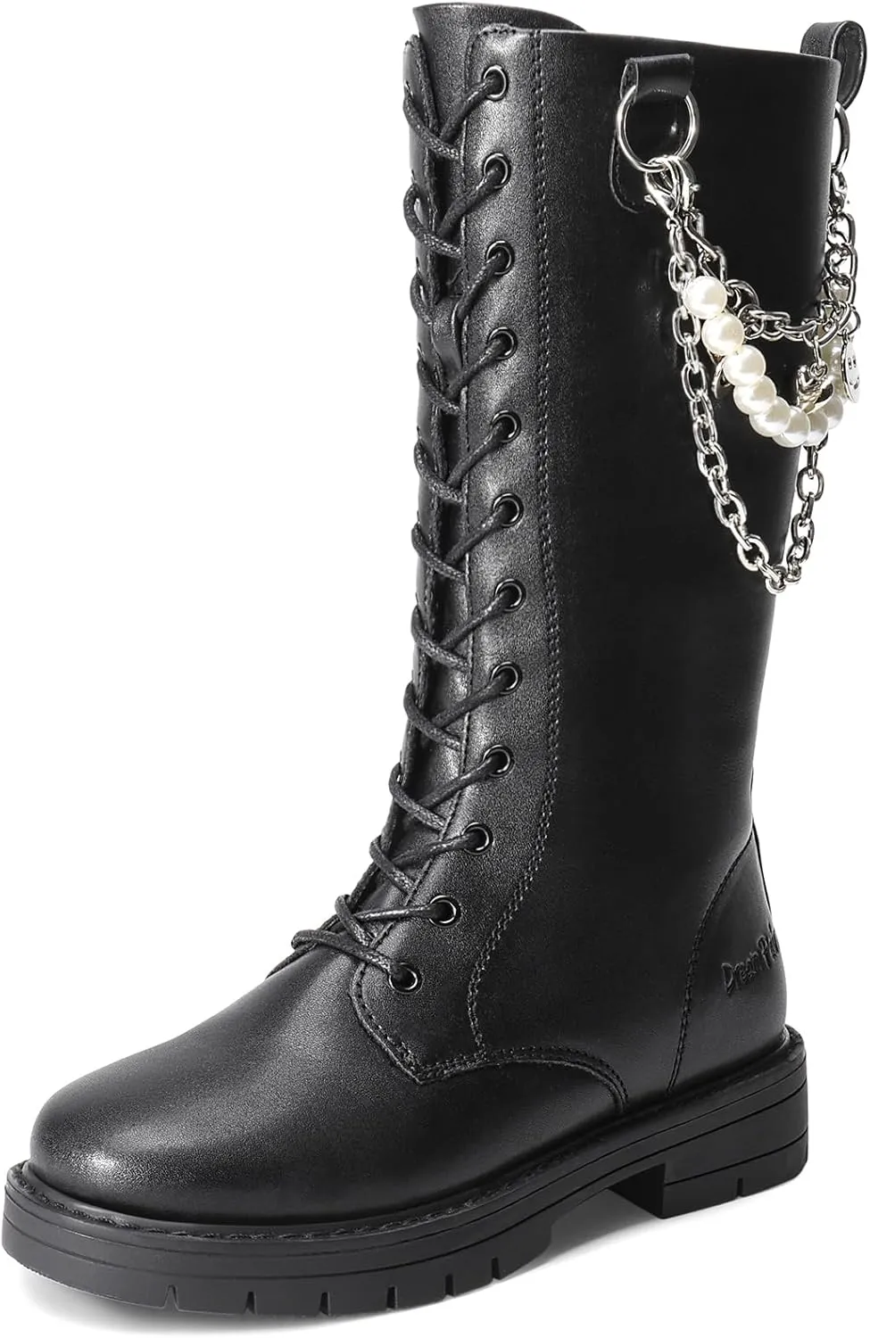 DREAM PAIRS Girls Riding Boots Knee High Side Zipper Mid Calf Shoes Little Kid/Big Kid