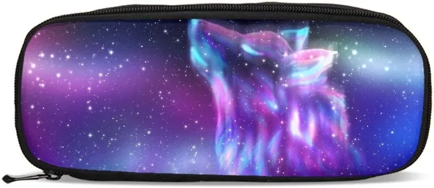 DuJiea Wolf Galaxy Kids Backpack Student Set 3 Piece Back To School Book Bag with Shouder Bag Pencil Case for Boys Girls 1-6th Grade