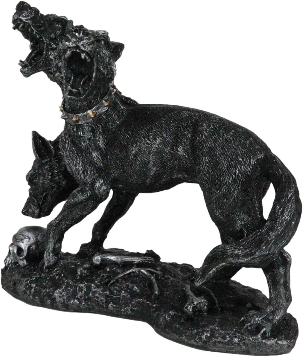 Ebros Gift Ferocious Greek Mythology Guardian Hydra Dogs of Hades Cerberus Figurine 6.75" Long 3 Headed Hell Hound Sculpture Decorative Accent