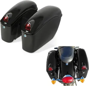 ECOTRIC Motorcycle Hard Saddle Bags SaddleBags W/Lock & Lights Compatible with Yamaha Honda Shadow Cruiser kawasaki Vulcan Victory Viking Suzuki Universal Luggage Saddlebag Plastic Trunk Pair 36L