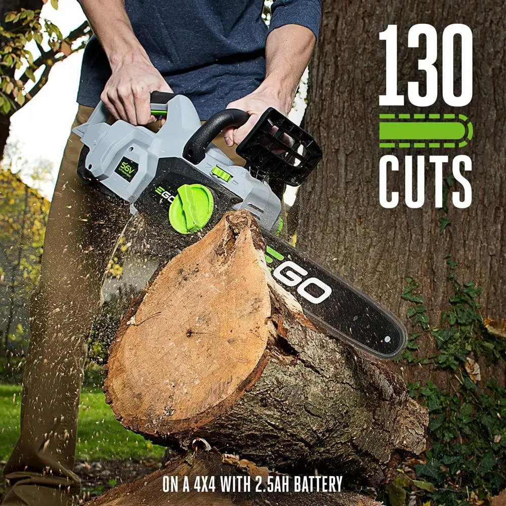 EGO POWER  Chain Saw, 14" Battery Powered Chainsaw, Electric Cordless, Includes 56V 2.5Ah Battery and Charger - CS1401