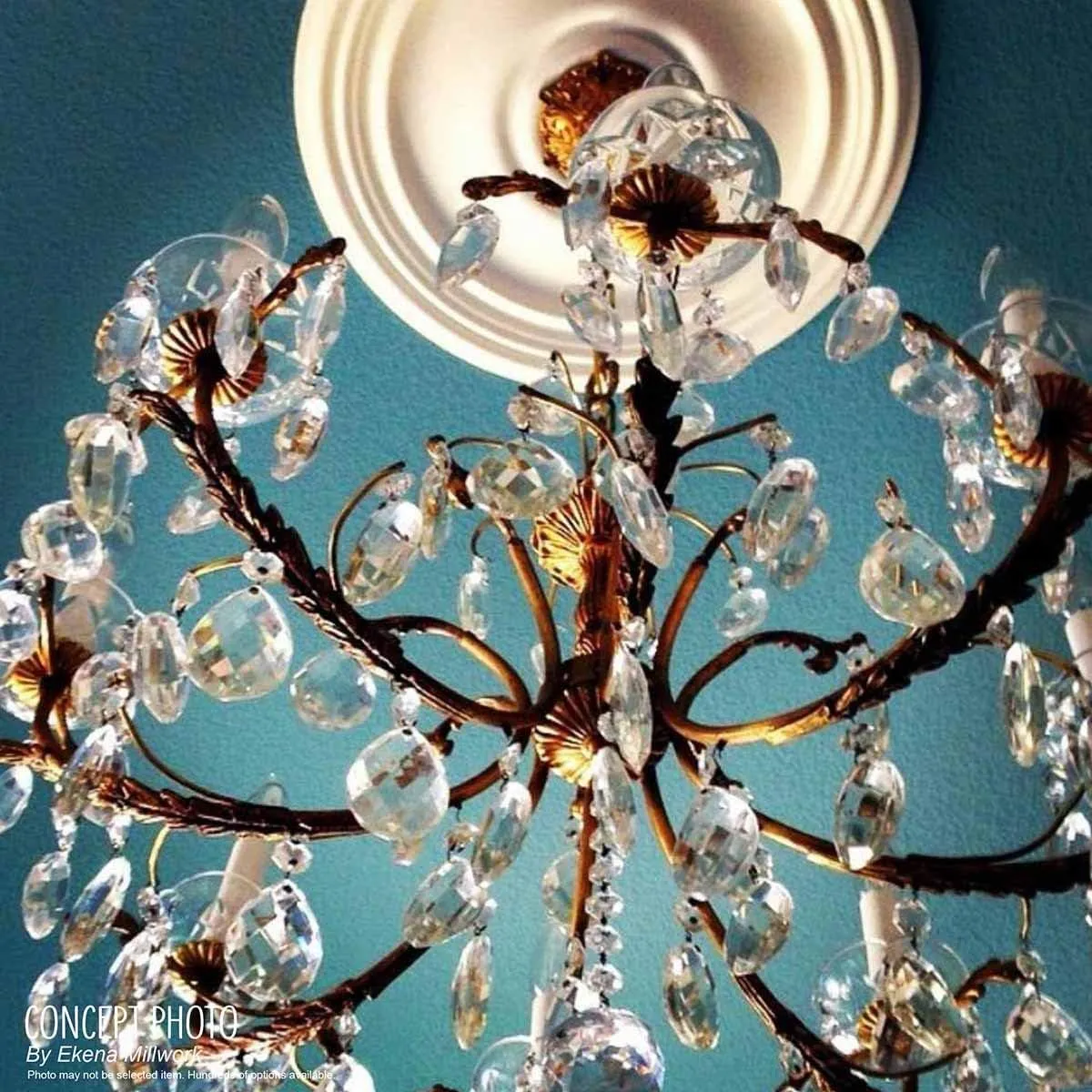 Ekena Millwork CM42X28ASWSS Ashford Ceiling Medallion, 42 3/4"W x 28 7/8"H x 1"P, Hand-Painted Warm Silver