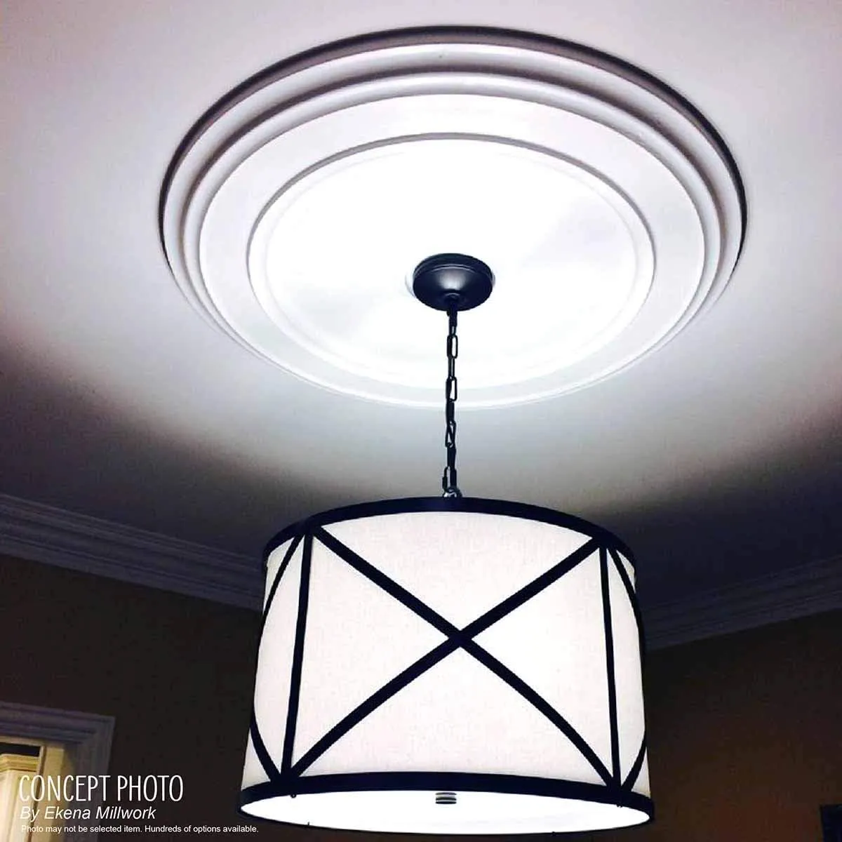 Ekena Millwork CM42X28ASWSS Ashford Ceiling Medallion, 42 3/4"W x 28 7/8"H x 1"P, Hand-Painted Warm Silver