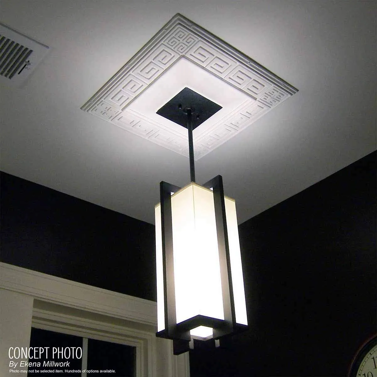 Ekena Millwork CM42X28ASWSS Ashford Ceiling Medallion, 42 3/4"W x 28 7/8"H x 1"P, Hand-Painted Warm Silver