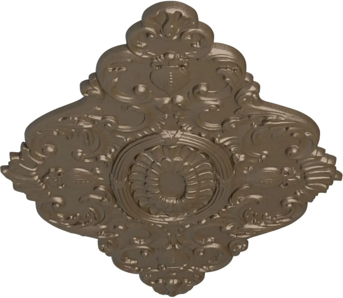 Ekena Millwork CM42X28ASWSS Ashford Ceiling Medallion, 42 3/4"W x 28 7/8"H x 1"P, Hand-Painted Warm Silver