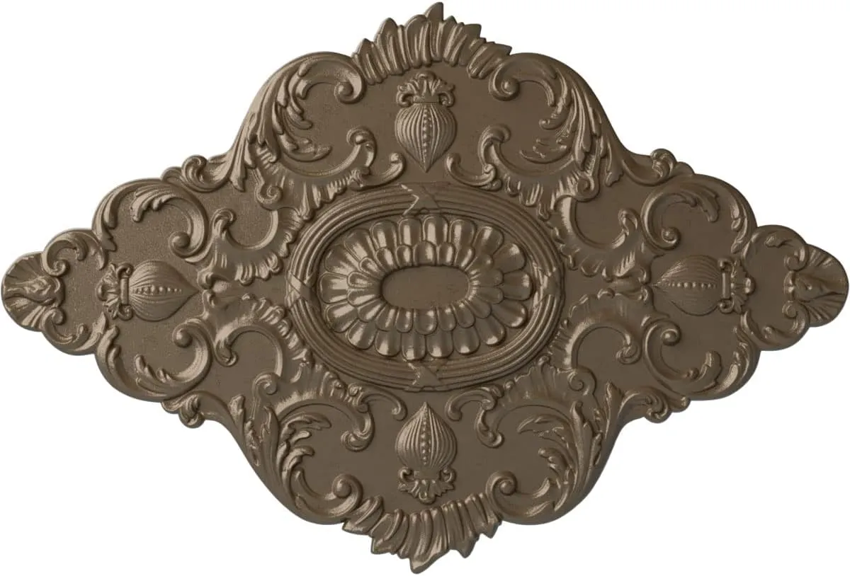 Ekena Millwork CM42X28ASWSS Ashford Ceiling Medallion, 42 3/4"W x 28 7/8"H x 1"P, Hand-Painted Warm Silver