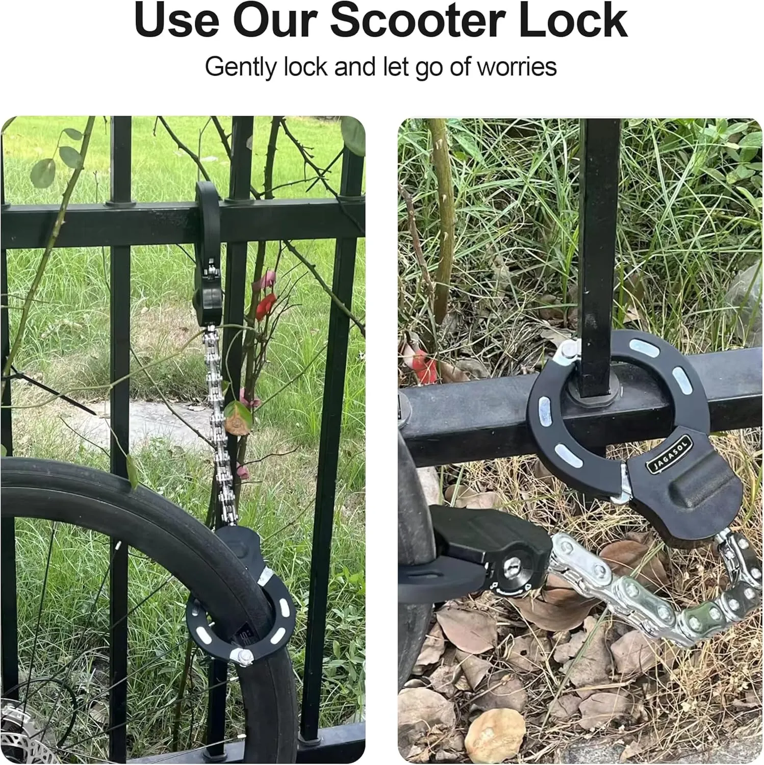 Electric Scooter Lock, Heavy Duty Anti Theft Chain Lock with Key, Accessories for Bike, E-Bike, Bicycle, Motorcycle, Scooter, Made of Zinc Alloy, Anti-Shear, Anti-Rust, 36 x 4.6 Inch, Black