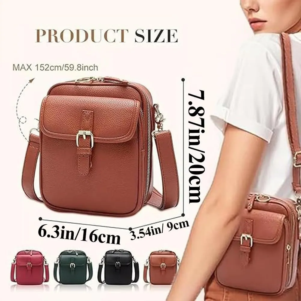 ELEGY Forcipower Crossbody Bag, Collaborate Crossbody Leather Bag with Card Slots, Double Layered Large Capacity Bags