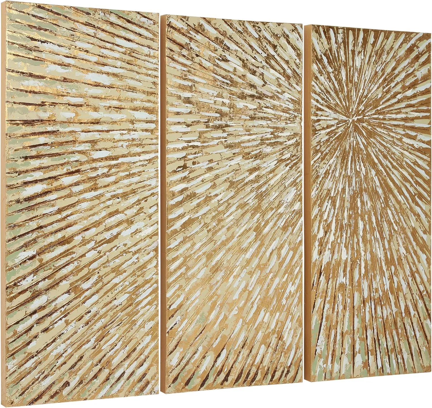 Empire Art Direct Abstract Wall Art Textured Hand Painted Canvas by Martin Edwards, Triptych, 48" x 20 each, Sunshine