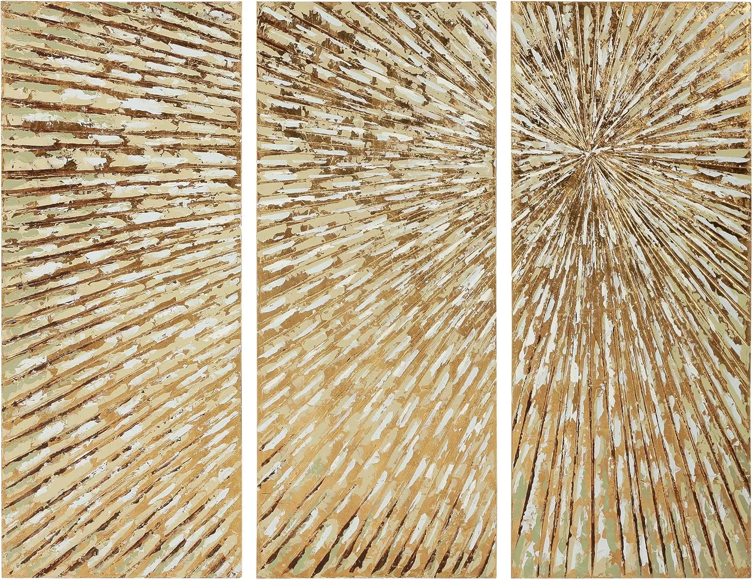 Empire Art Direct Abstract Wall Art Textured Hand Painted Canvas by Martin Edwards, Triptych, 48" x 20 each, Sunshine