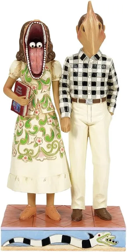 Enesco Beetlejuice by Jim Shore Adam and Barbara Maitland Scary Masks Figurine- Resin Hand Painted Crafted Collectible Beetlejuice Figurines Halloween Home Decor Statue, 7.68 Inch