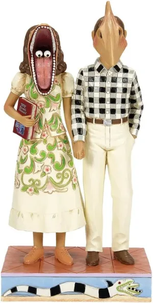 Enesco Beetlejuice by Jim Shore Adam and Barbara Maitland Scary Masks Figurine- Resin Hand Painted Crafted Collectible Beetlejuice Figurines Halloween Home Decor Statue, 7.68 Inch