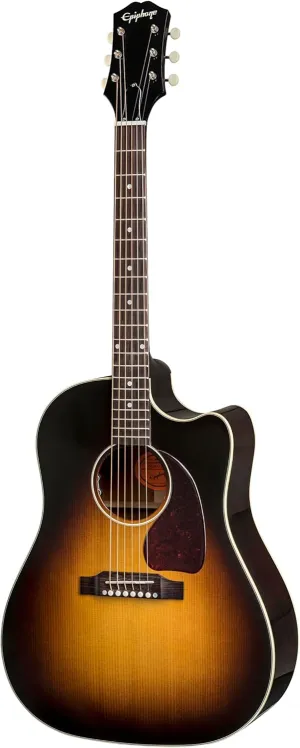 Epiphone J45 Acoustic Electric Guitar (Cutaway Shoulder Dreadnought, Vintage Sunburst)