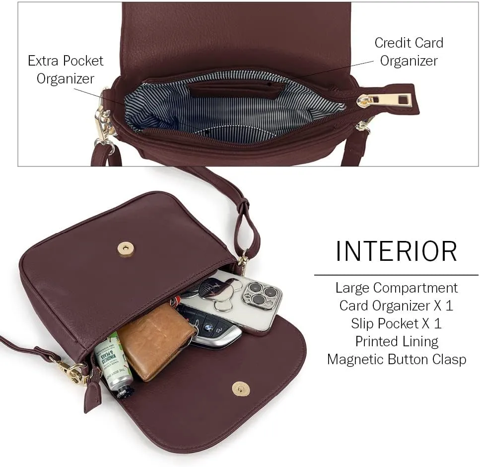 EVVE Small Crossbody Bags for Women Trendy Flap Saddle Purses with Tassel Vegan leather Shoulder bag