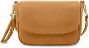 EVVE Small Crossbody Bags for Women Trendy Flap Saddle Purses with Tassel Vegan leather Shoulder bag