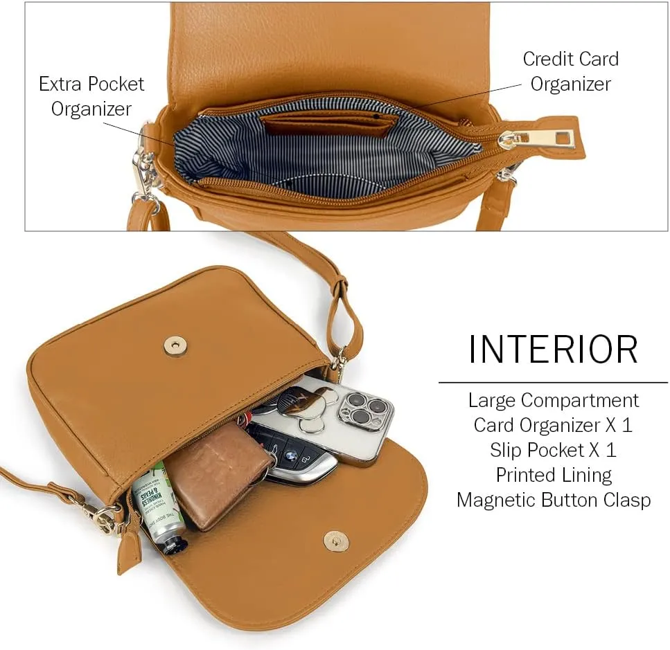 EVVE Small Crossbody Bags for Women Trendy Flap Saddle Purses with Tassel Vegan leather Shoulder bag