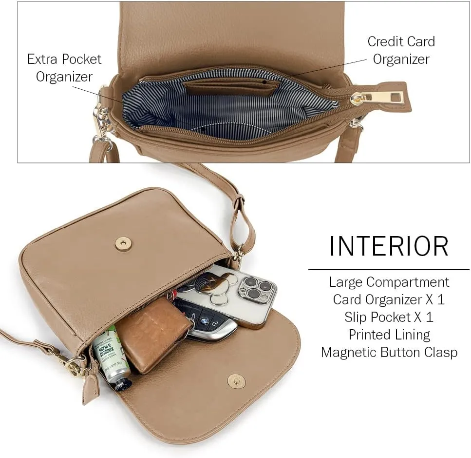 EVVE Small Crossbody Bags for Women Trendy Flap Saddle Purses with Tassel Vegan leather Shoulder bag