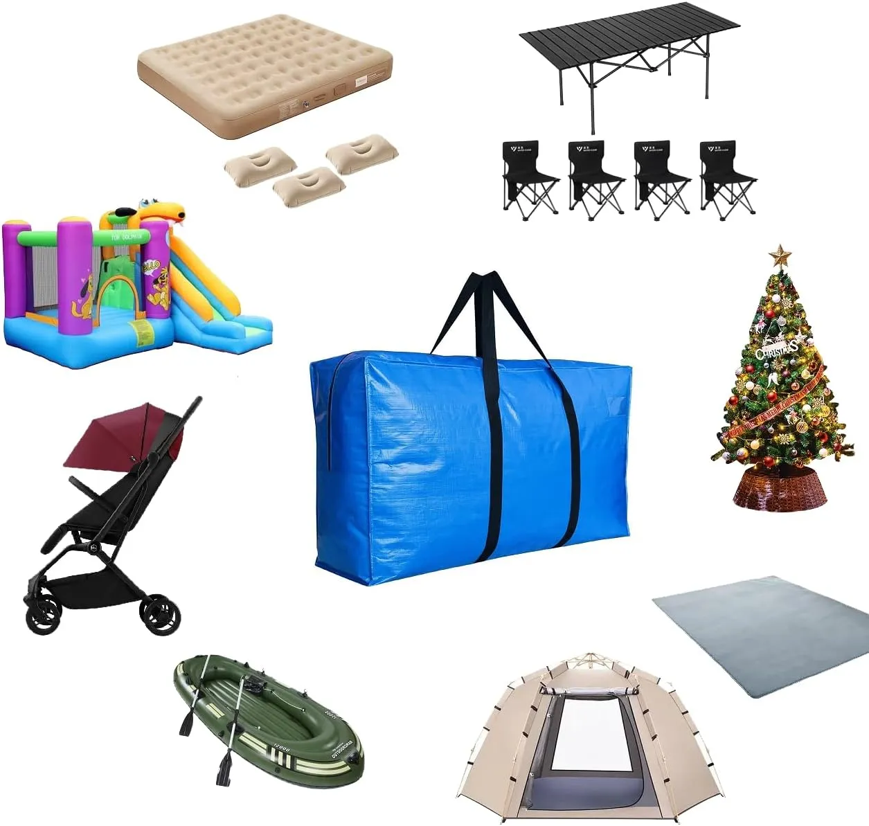 Extra Large Storage Bags, Jumbo Moving Tent Storage Bags, Waterproof Foldable Big Blue XXL Duffle Bag for Travel, 42x23x13.5inch - 1PACK