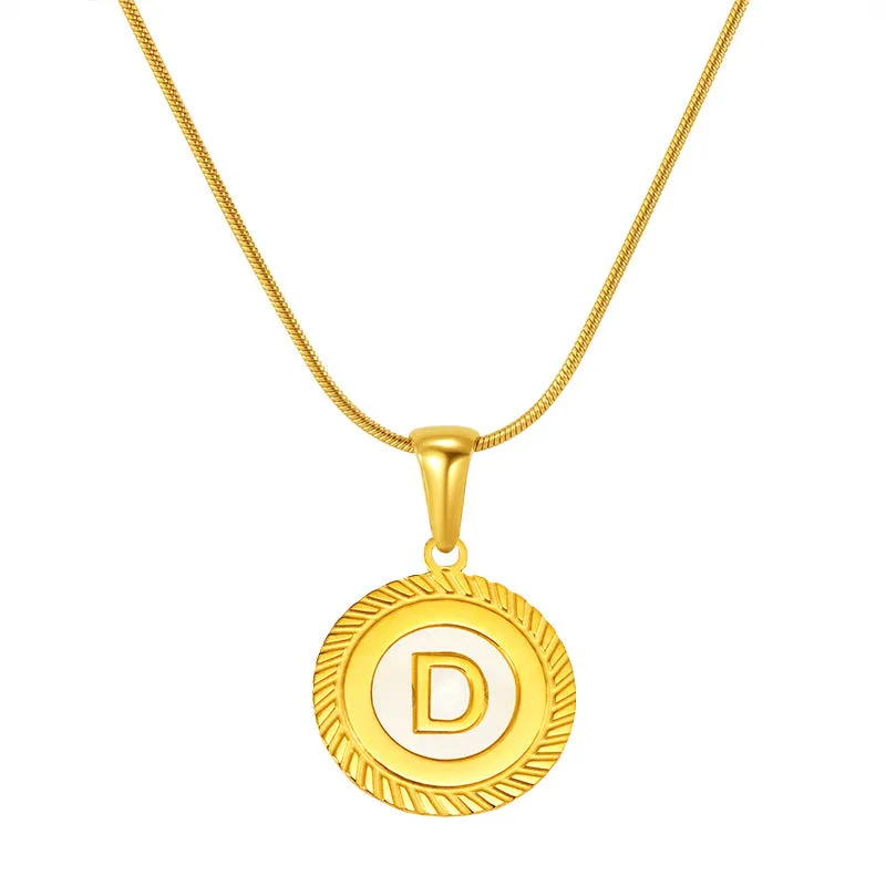 Fashion 26 English Letter Pendant 18K Titanium Steel Shell Letter Necklace