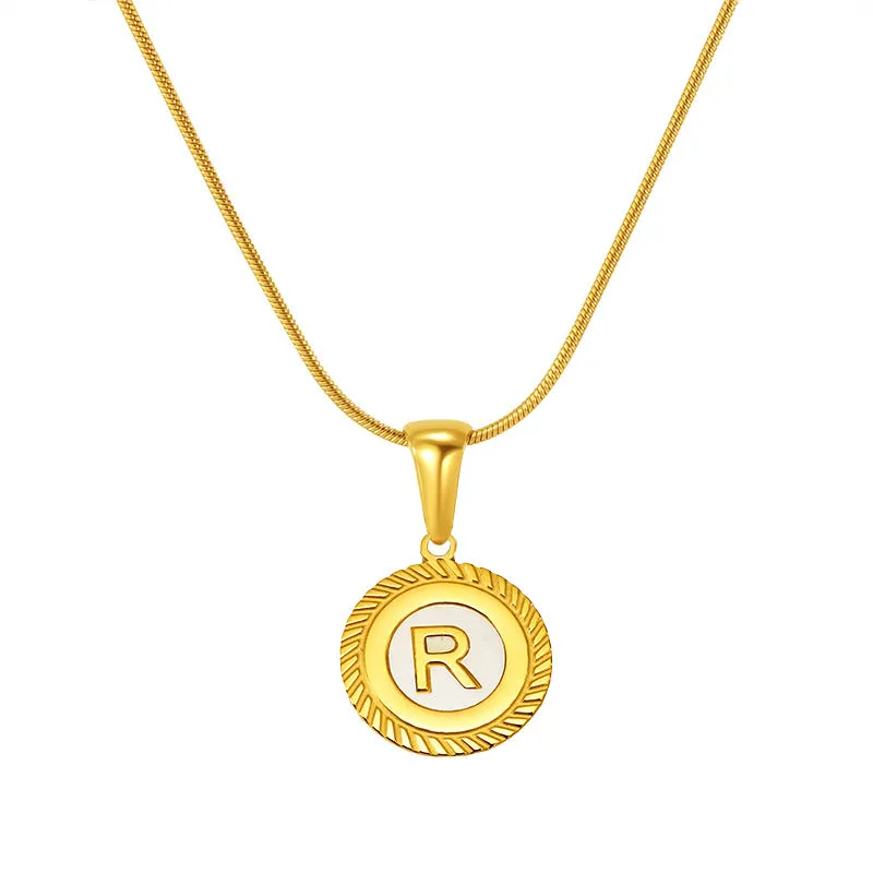 Fashion 26 English Letter Pendant 18K Titanium Steel Shell Letter Necklace