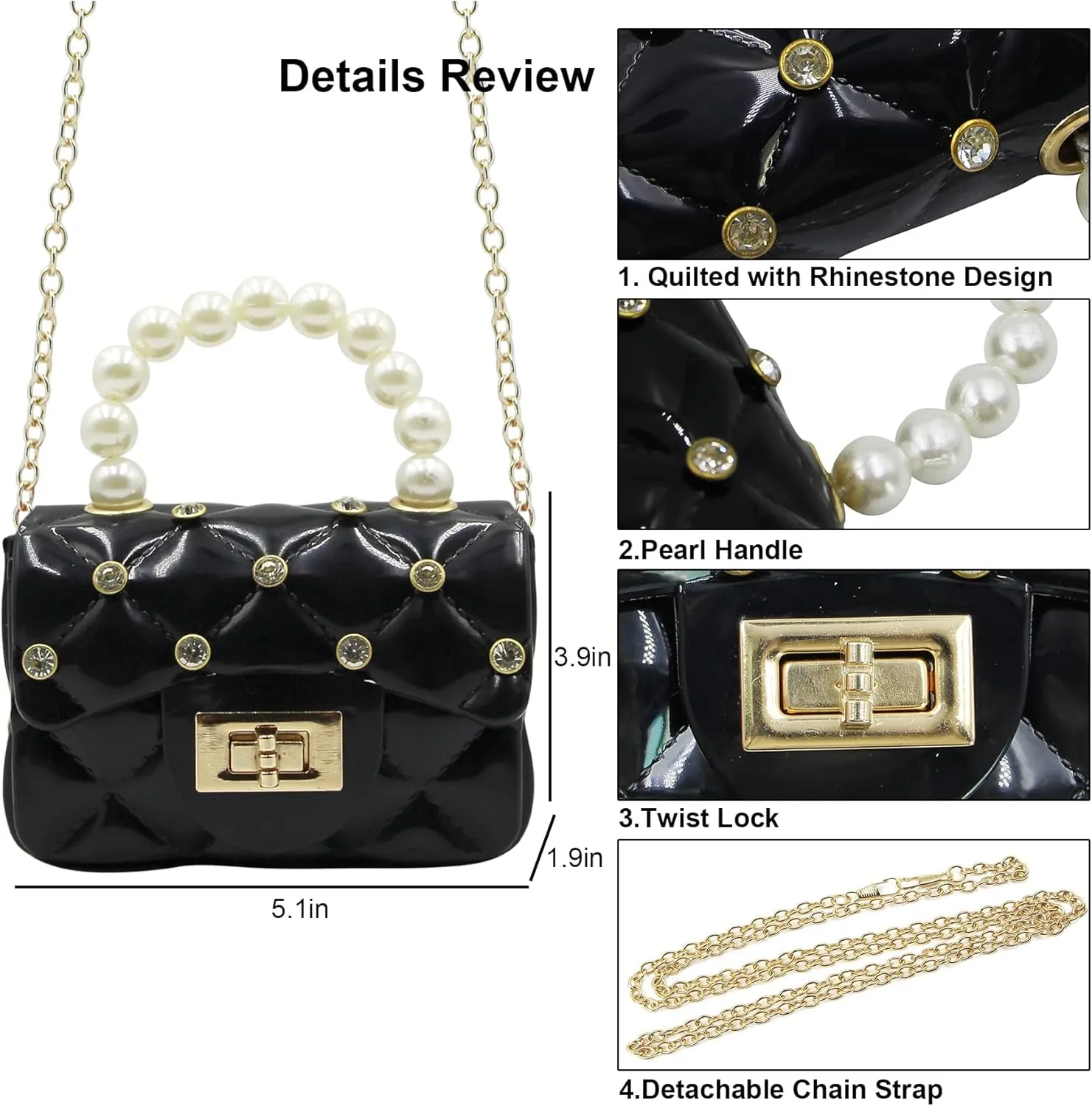 Fashion Candy Color Handbag Satchel Mini Pink Purse Jelly Shoulder Bag Crossbody Purse with Pearls Handle Chain Strap(Small)