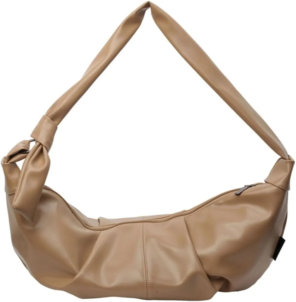 Fashion Half Moon Shaped PU Leather Crossbody Bag Large Capacity Unisex Shoulder Bags Dumpling Purse for Daily Use