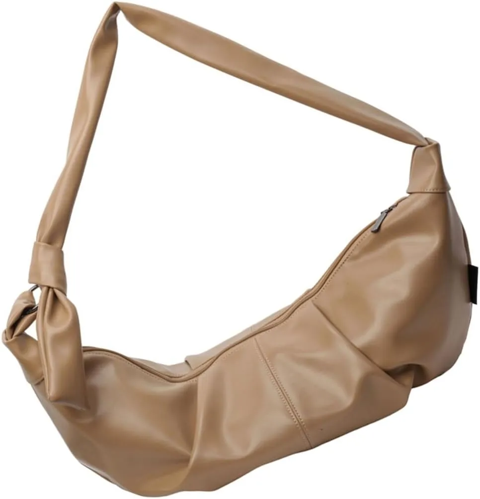 Fashion Half Moon Shaped PU Leather Crossbody Bag Large Capacity Unisex Shoulder Bags Dumpling Purse for Daily Use