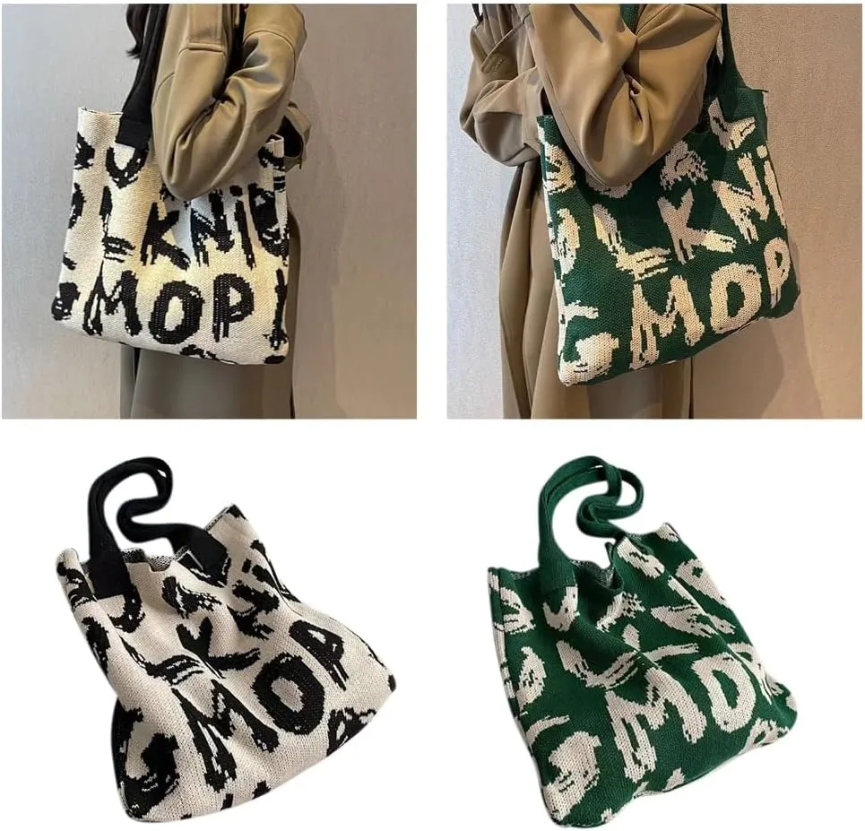 Fashion Knitted Shoulder Bag Elegant Bag Casual Large Capacity Handbag Women Purse Breathable and Comfortable