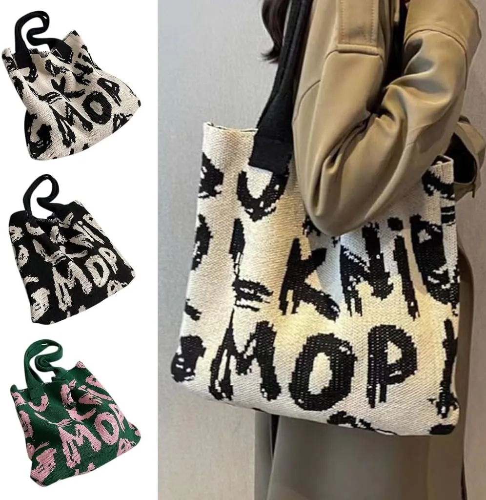 Fashion Knitted Shoulder Bag Elegant Bag Casual Large Capacity Handbag Women Purse Breathable and Comfortable